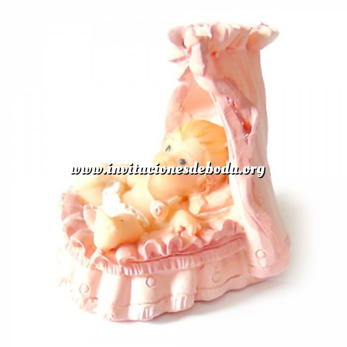 Imagen Detalles de Bautizo Mini cuna rosa ceramica - niña bautizo (Últimas Unidades) 