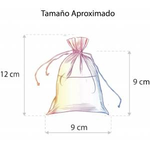 Imagen Tamaño 09x12 cms. Bolsa de organza TURQUESA 9x12 CAPACIDAD 9x9 cms. 