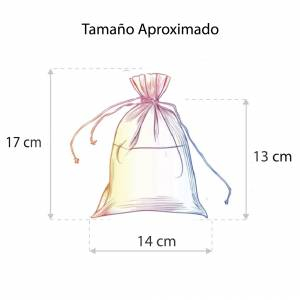 Imagen Tamaño 13x17 cms. Bolsa de organza amarilla 14x17 capacidad 13x13 cms. 