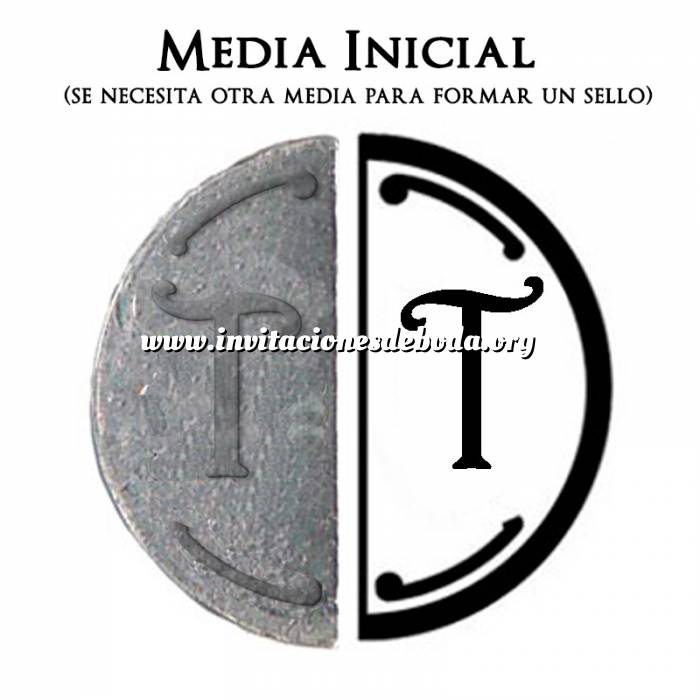 Imagen 2 Iniciales Intercambiables Placa Media Inicial T para sello vacío de lacre (Últimas Unidades) 