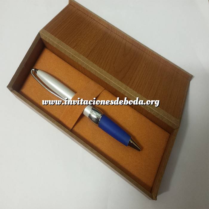 Imagen Boligrafos Boligrafo Blanco y Azul en caja de madera (Últimas Unidades) 