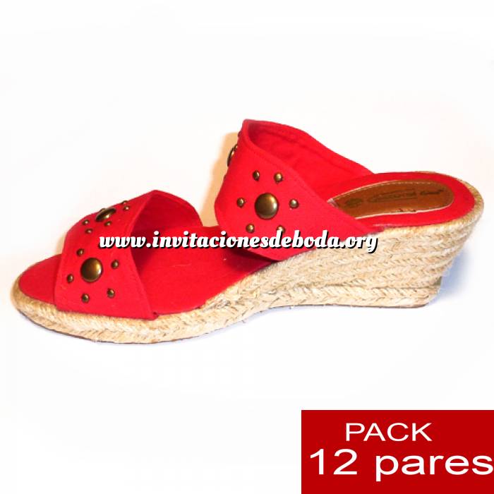 Imagen Mujer Plataforma o Tacón Valenciana tacón Abierta Roja con Remaches - caja de 12 pares Y104511 (Últimas Unidades) 