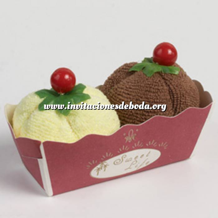 Imagen Prácticos mujer 2 toallitas forma de helado vainilla y chocolate 
