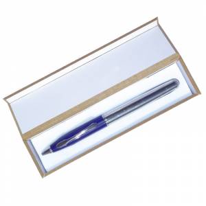 Prácticos mujer - Bolígrafo invertido Azul/Plata en caja de madera azul (Últimas Unidades) 