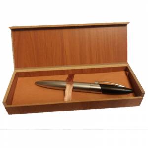 Prácticos mujer - Bolígrafo plateado y negro Mod. 4 en caja de madera 