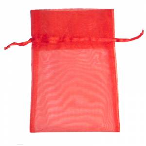 Imagen Tamaño 08x28 cms. Bolsa de organza Roja 8x28 capacidad 8x25 cms. 